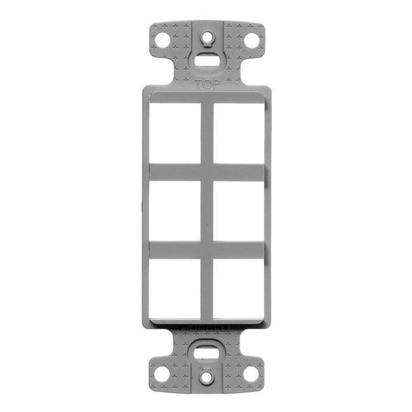 Hubbell Hubbell NS616GY 6 Port Decorator Keystone Frame Plate; Gray NS616GY